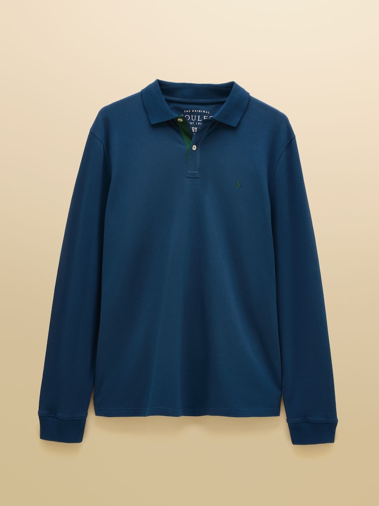 Joules Blue Long Sleeve Cotton Pique Polo Shirt - Image 9 of 9 Joules Blue Long Sleeve Cotton Pique Polo Shirt - Image 9 of 9