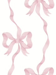 Cath Kidston Pink and Red Ribbon Bow 10M Wallpaper - Image 2 of 5