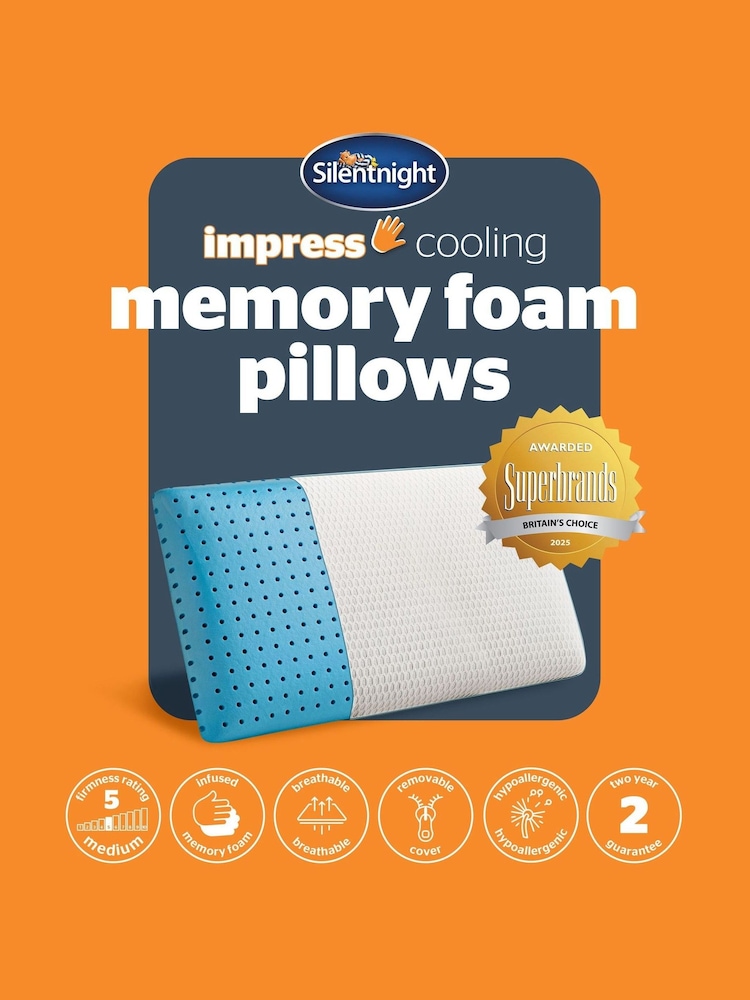 Silentnight Impress Cooling Memory Foam Pillow - Image 9 of 9 Silentnight Impress Cooling Memory Foam Pillow - Image 9 of 9