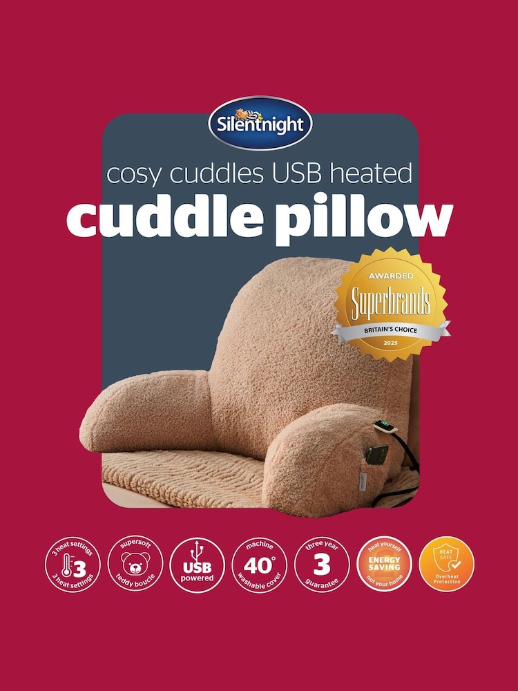 Silentnight Natural Teddy Fleece Boucle USB Heated Cuddle Cushion - Image 9 of 9