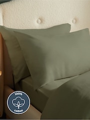 Silentnight Green Brushed Cotton Pillowcase Pair - Image 2 of 6
