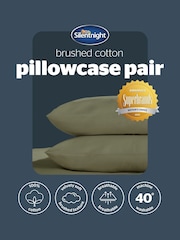 Silentnight Green Brushed Cotton Pillowcase Pair - Image 6 of 6