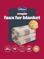 Silentnight Natural Check Snugsie Faux Fur Throw - Image 6 of 8