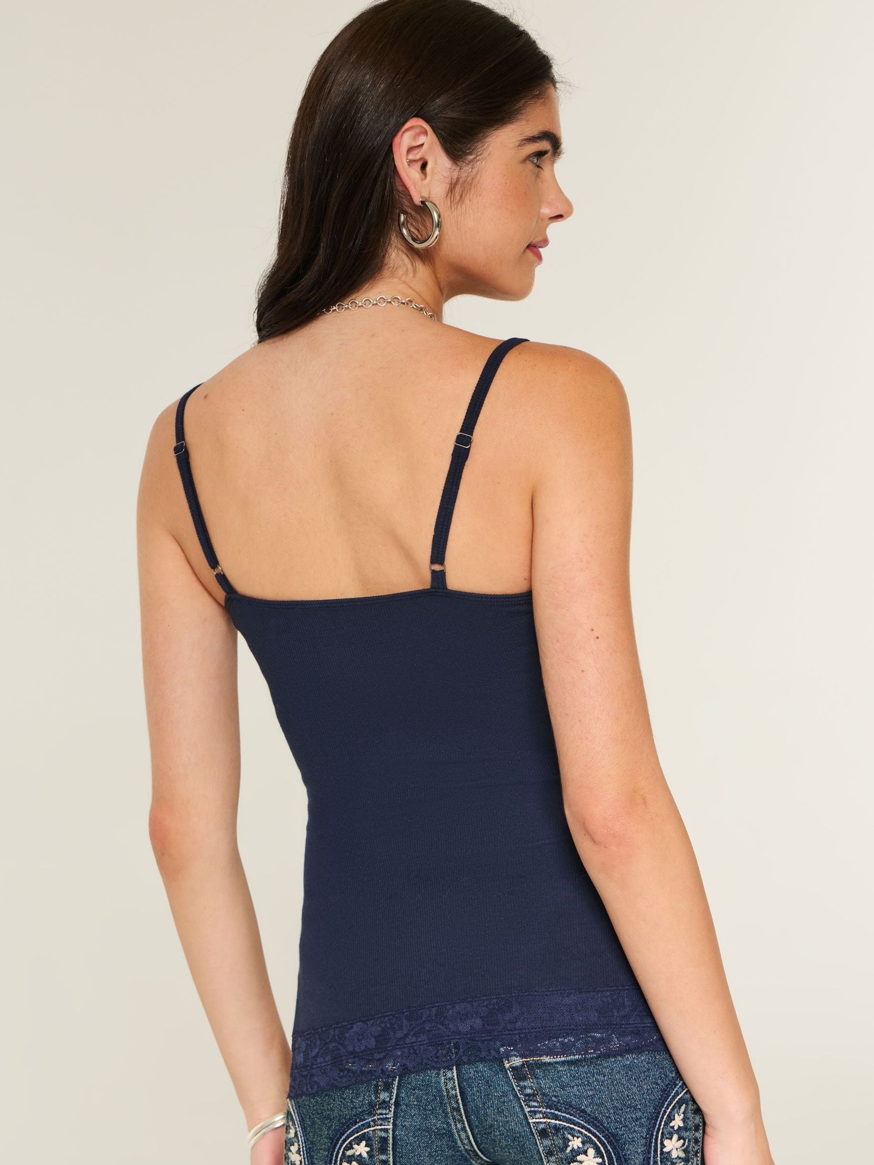 Buy Hollister Blue Strappy Lace Atrim Slim And Snatch Camisole