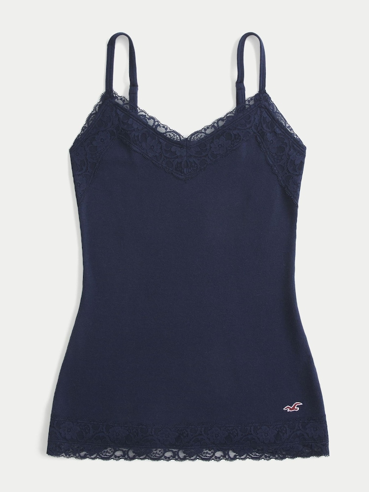Hollister Blue Strappy Lace Atrim Slim and Snatch Camisole - Image 4 of 4