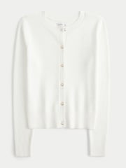 Hollister White Comfy Cloud Crew Neck Pearl Button Cardigan - Image 1 of 2