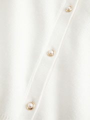 Hollister White Comfy Cloud Crew Neck Pearl Button Cardigan - Image 2 of 2