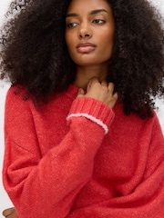 Oliver Bonas Red Trim Crew Neck Knitted Jumper - Image 6 of 6
