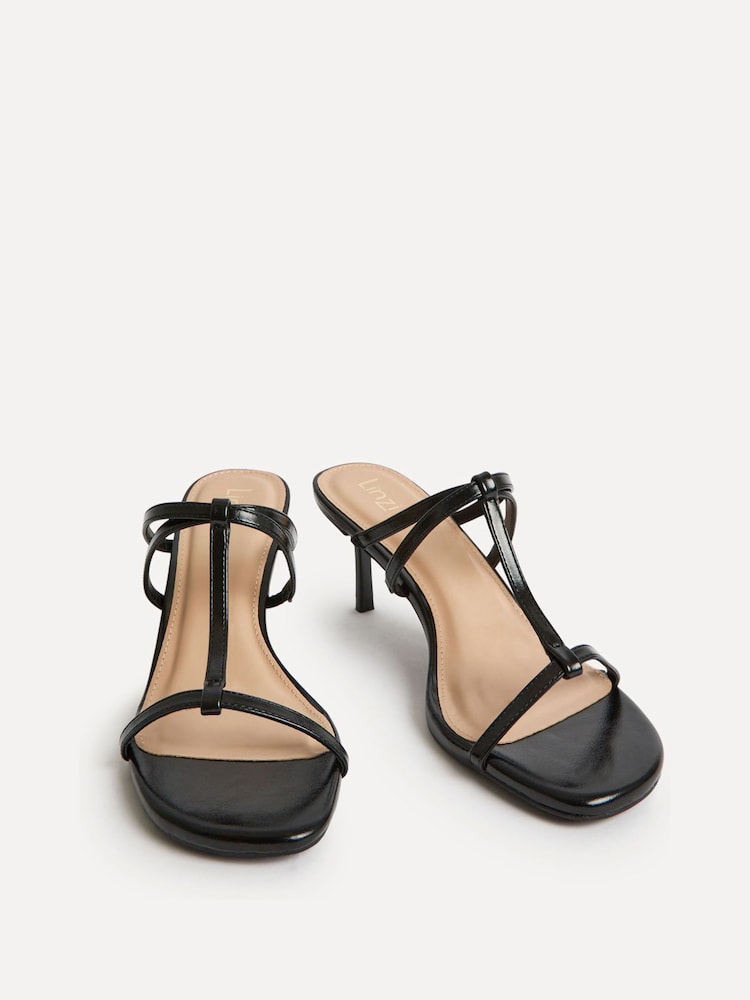 Linzi Black Westside T-Bar Mule Heeled Sandals - Image 2 of 4 Linzi Black Westside T-Bar Mule Heeled Sandals - Image 2 of 4