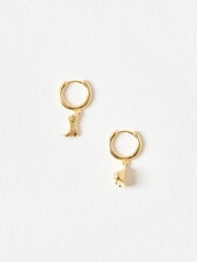 Oliver Bonas Gold Tone Dakota Cowboy Hat & Boot Charm Mismatched Hoop Drop Earrings - Image 2 of 5