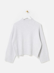 Oliver Bonas Grey Sparkle Funnel Neck Knitted Jumper - Image 3 of 8