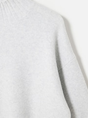 Oliver Bonas Grey Sparkle Funnel Neck Knitted Jumper - Image 6 of 8