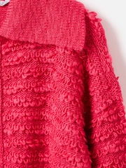 Oliver Bonas Pink Loop Zip Up Collared Knitted Bomber Jacket - Image 6 of 8