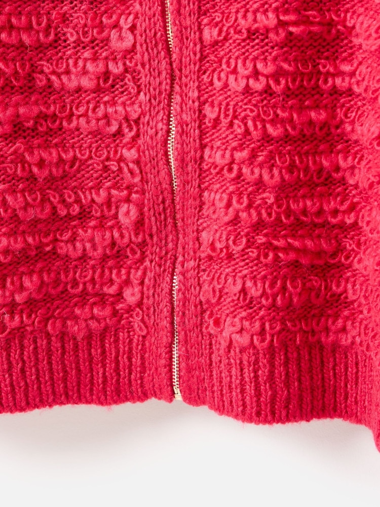 Oliver Bonas Pink Loop Zip Up Collared Knitted Bomber Jacket - Image 8 of 8 Oliver Bonas Pink Loop Zip Up Collared Knitted Bomber Jacket - Image 8 of 8