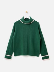 Oliver Bonas Green Roll Neck Knitted Jumper - Image 3 of 8