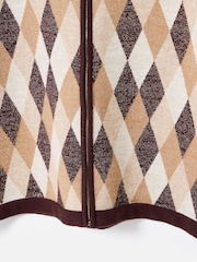 Oliver Bonas Brown Diamond Sparkle Zip Up Cardigan - Image 8 of 8