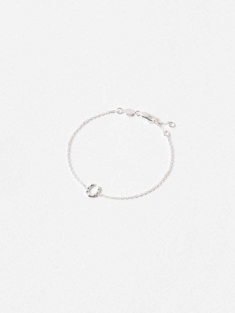 Oliver Bonas Silver Dixon Hammered Horseshoe Charm Chain Bracelet - Image 1 of 4