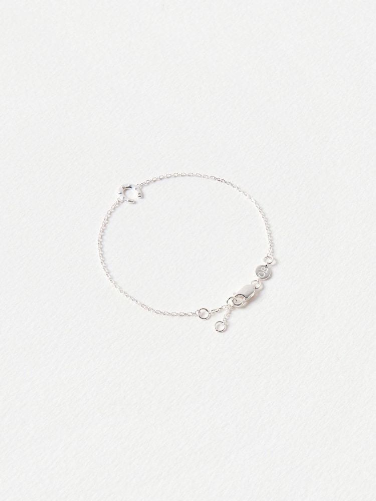 Oliver Bonas Silver Dixon Hammered Horseshoe Charm Chain Bracelet - Image 2 of 4