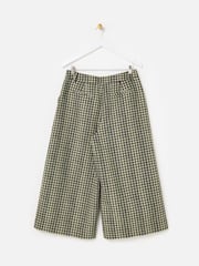 Oliver Bonas Green Checked Jacquard Cropped Wide Leg Trousers - Image 4 of 7