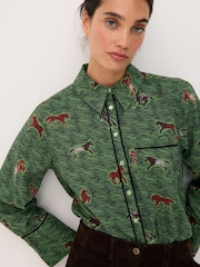 Oliver Bonas Green Horse Print Shirt - Image 1 of 8