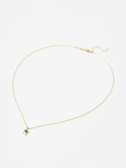 Oliver Bonas Green Celeste Moon & Star Onyx Inlay Pendant Necklace - Image 1 of 4