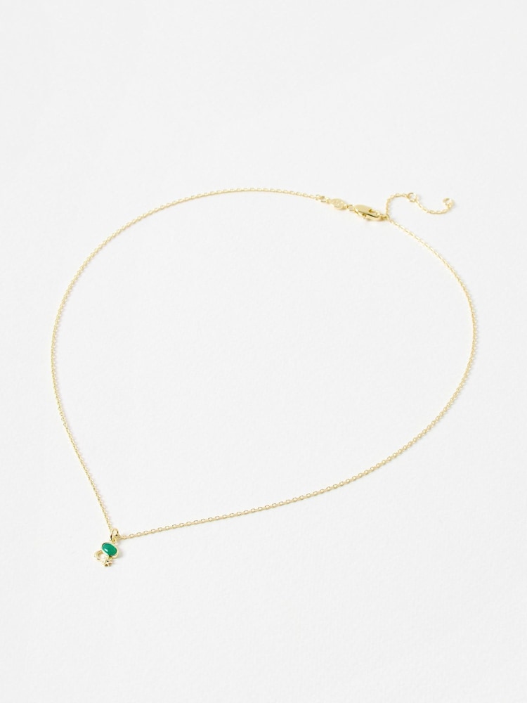 Oliver Bonas Green Celeste Moon & Star Onyx Inlay Pendant Necklace - Image 1 of 4