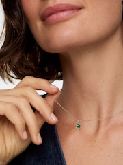 Oliver Bonas Green Celeste Moon & Star Onyx Inlay Pendant Necklace - Image 4 of 4