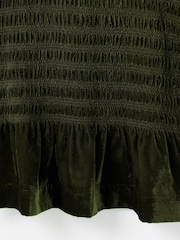 Oliver Bonas Green Velvet Shirred Bodice T-Shirt - Image 7 of 7