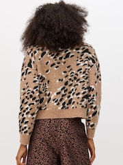 Oliver Bonas Natural Horse Print Crew Neck Knitted Jumper - Image 2 of 8