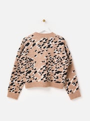 Oliver Bonas Natural Horse Print Crew Neck Knitted Jumper - Image 4 of 8