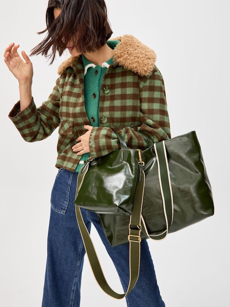 Oliver Bonas Green Mia Patent Mini Tote Cross-Body Bag - Image 7 of 7 Oliver Bonas Green Mia Patent Mini Tote Cross-Body Bag - Image 7 of 7