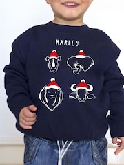 Solesmith Blue Childrens Christmas Safari Jumper - Image 1 of 3