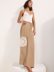 Friends Like These Natural Crochet Everyday Wide Leg Jeans - Image 1 of 5