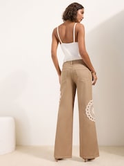 Friends Like These Natural Crochet Everyday Wide Leg Jeans - Image 2 of 5