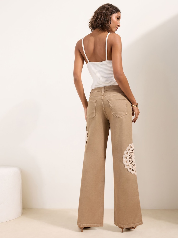 Friends Like These Natural Crochet Everyday Wide Leg Jeans - Image 2 of 5