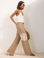 Friends Like These Natural Crochet Everyday Wide Leg Jeans - Image 3 of 5