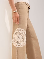 Friends Like These Natural Crochet Everyday Wide Leg Jeans - Image 5 of 5