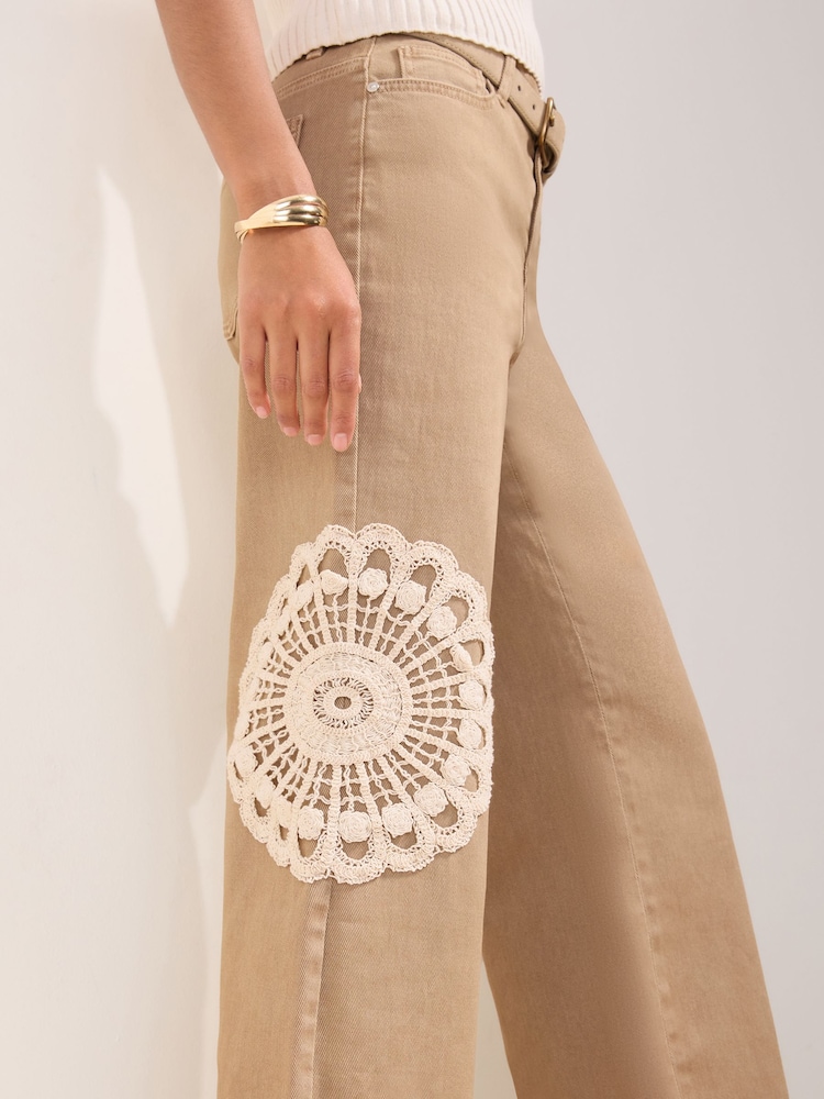 Friends Like These Natural Crochet Everyday Wide Leg Jeans - Image 5 of 5