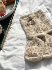 Solesmith Natural Monogrammed Womens Leopard Print Socks - Image 3 of 3