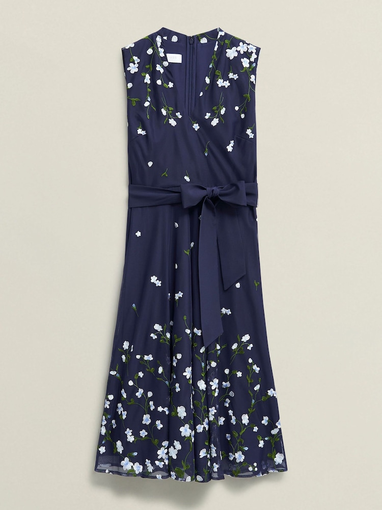 Hobbs Blue Petite Aria Embroidered Dress - Image 4 of 4 Hobbs Blue Petite Aria Embroidered Dress - Image 4 of 4