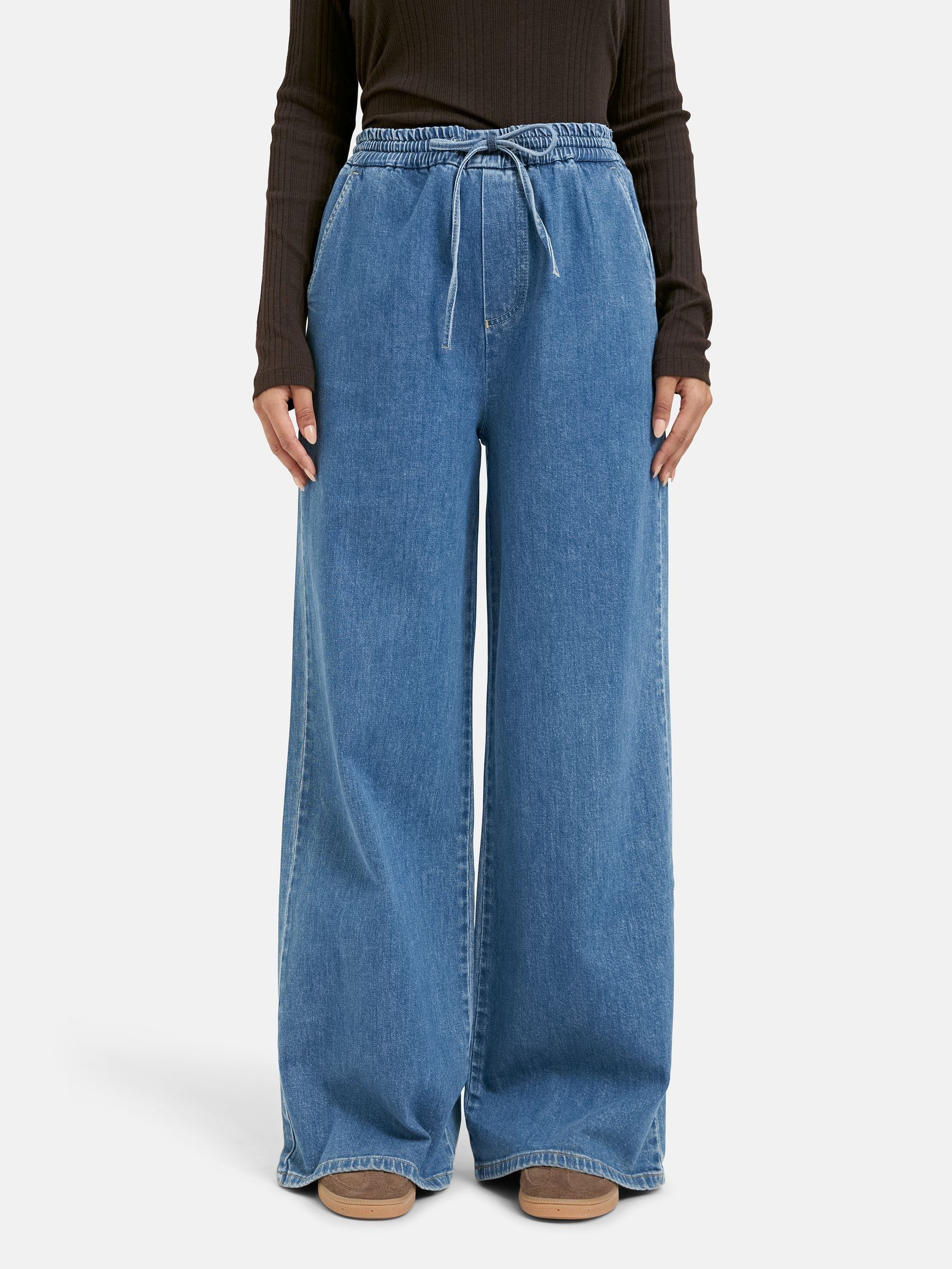 Buy Smith & Soul Blue Wide Leg Drawstring Waist Jeans from the
