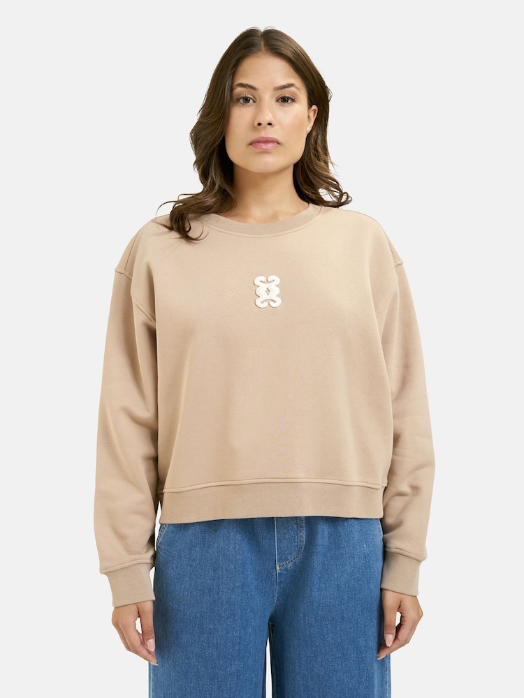 Smith & Soul Natural Oversized Anagram Cropped Sweatshirt - Image 1 of 4 Smith & Soul Natural Oversized Anagram Cropped Sweatshirt - Image 1 of 4