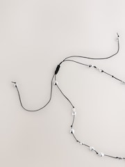 Silver Tone Beaded Cord Long Necklace - Image 5 of 5