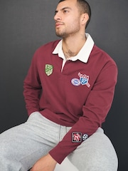 Abercrombie & Fitch Red Long Sleeve Rugby Polo Shirt - Image 1 of 8