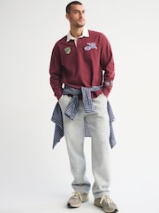 Abercrombie & Fitch Red Long Sleeve Rugby Polo Shirt - Image 3 of 8