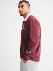 Abercrombie & Fitch Red Long Sleeve Rugby Polo Shirt - Image 5 of 8