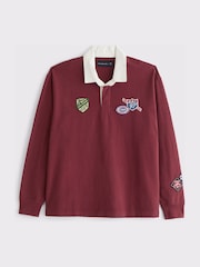 Abercrombie & Fitch Red Long Sleeve Rugby Polo Shirt - Image 7 of 8