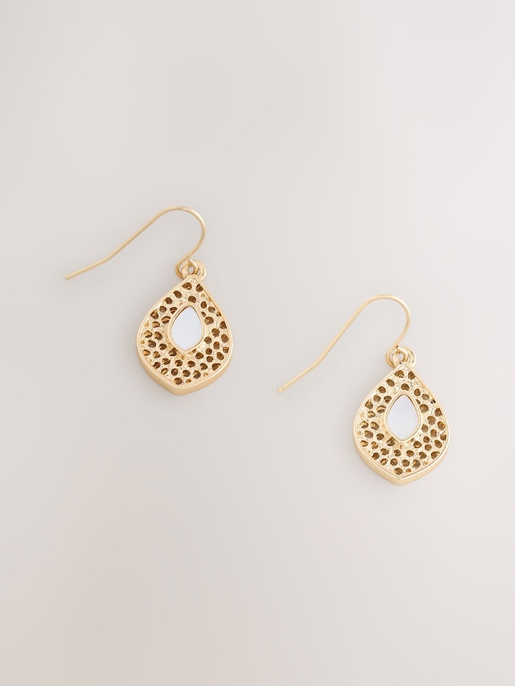Gold Tone Stone Drop Earrings - Image 1 of 3