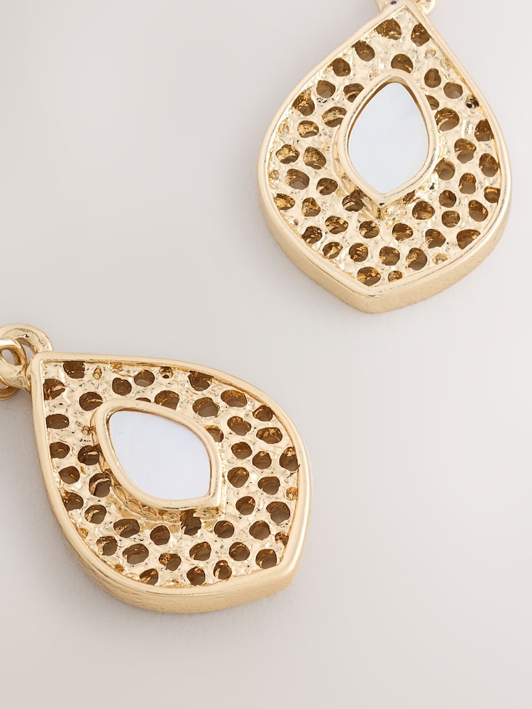 Gold Tone Stone Drop Earrings - Image 5 of 5
