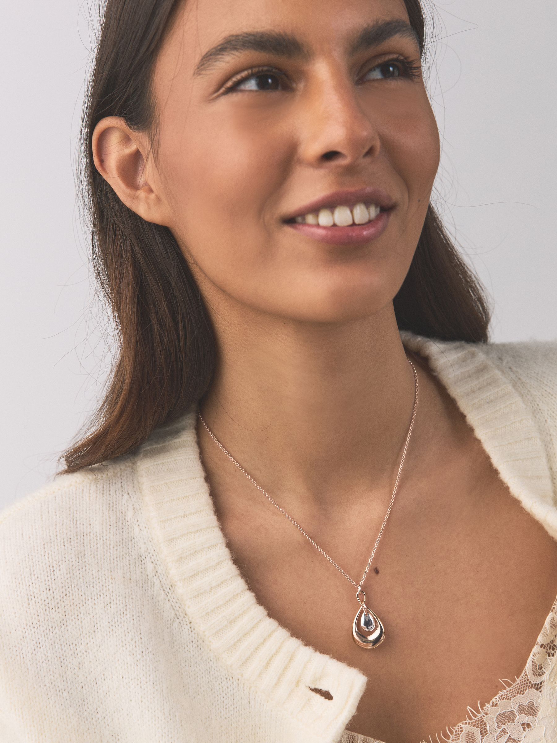 Buy Silver Tone Mixed Metal Pendant Necklace from Next Romania